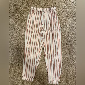 American Eagle Outfitters Red and White Striped Joggers